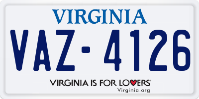 VA license plate VAZ4126