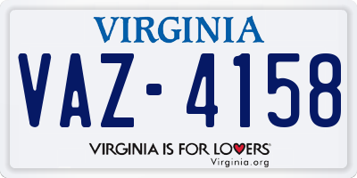 VA license plate VAZ4158