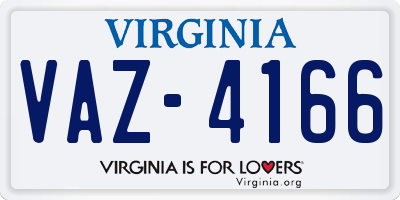 VA license plate VAZ4166