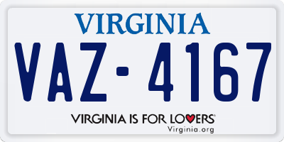 VA license plate VAZ4167