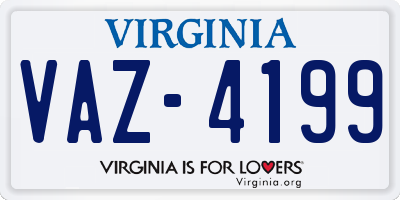 VA license plate VAZ4199