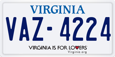 VA license plate VAZ4224