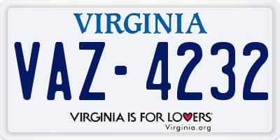 VA license plate VAZ4232