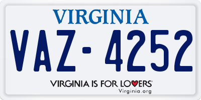 VA license plate VAZ4252