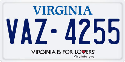 VA license plate VAZ4255