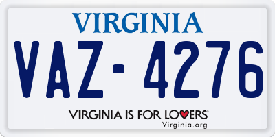 VA license plate VAZ4276