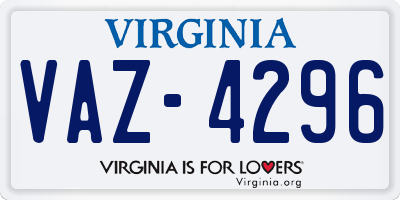 VA license plate VAZ4296