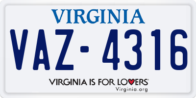 VA license plate VAZ4316
