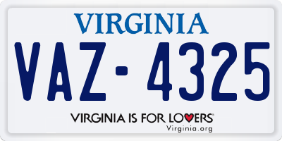 VA license plate VAZ4325
