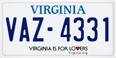 VA license plate VAZ4331