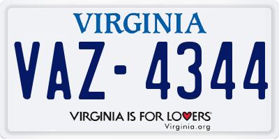 VA license plate VAZ4344