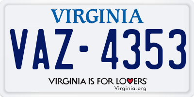 VA license plate VAZ4353