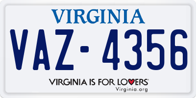 VA license plate VAZ4356