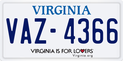 VA license plate VAZ4366