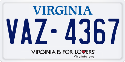 VA license plate VAZ4367