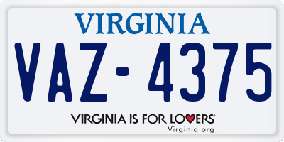 VA license plate VAZ4375