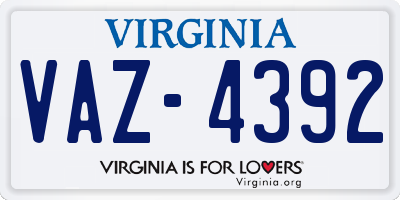 VA license plate VAZ4392