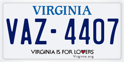 VA license plate VAZ4407