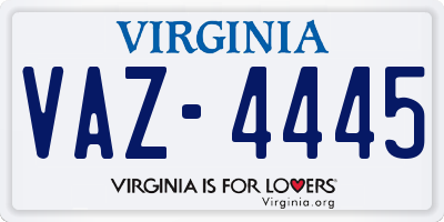 VA license plate VAZ4445