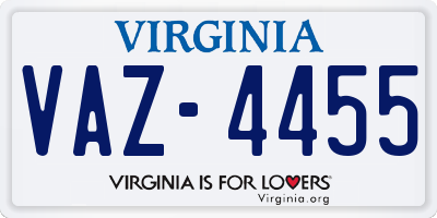 VA license plate VAZ4455