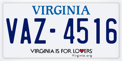 VA license plate VAZ4516