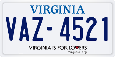 VA license plate VAZ4521
