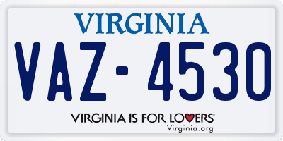 VA license plate VAZ4530