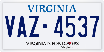 VA license plate VAZ4537