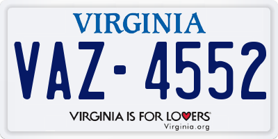 VA license plate VAZ4552