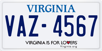 VA license plate VAZ4567