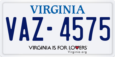 VA license plate VAZ4575