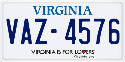 VA license plate VAZ4576
