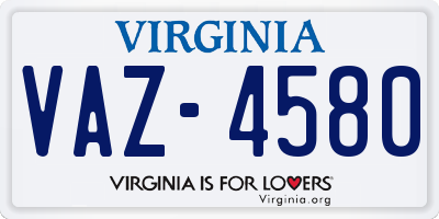VA license plate VAZ4580