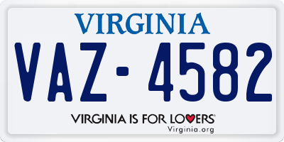VA license plate VAZ4582