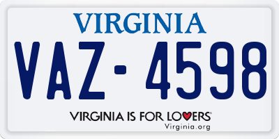 VA license plate VAZ4598