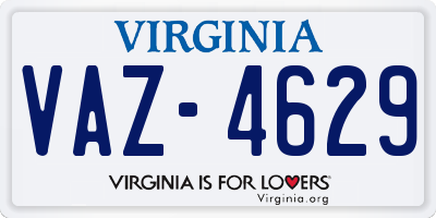 VA license plate VAZ4629