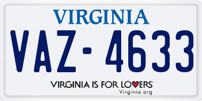 VA license plate VAZ4633