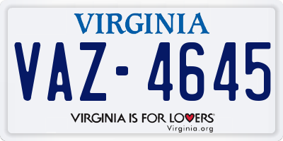 VA license plate VAZ4645