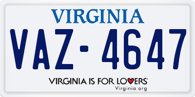 VA license plate VAZ4647