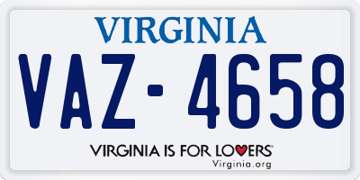 VA license plate VAZ4658