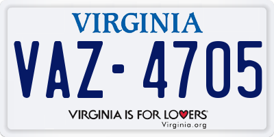 VA license plate VAZ4705