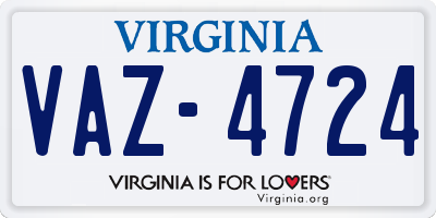 VA license plate VAZ4724