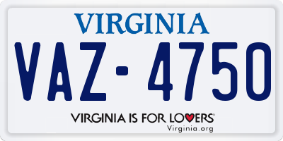 VA license plate VAZ4750