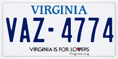VA license plate VAZ4774