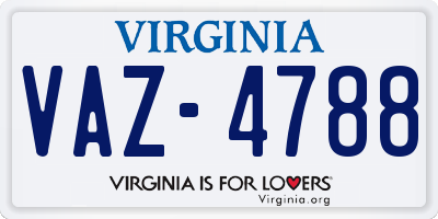VA license plate VAZ4788