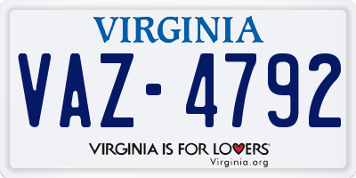 VA license plate VAZ4792
