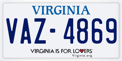 VA license plate VAZ4869