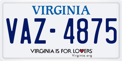 VA license plate VAZ4875