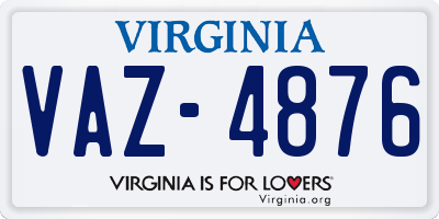 VA license plate VAZ4876