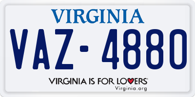 VA license plate VAZ4880